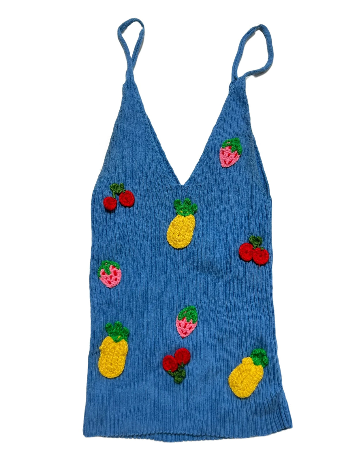 Zara- Blue Crochet Fruit Tank Top