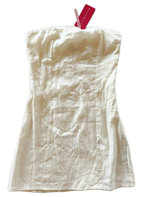 Beginning Boutique - "Arbor White" Linen Strapless Mini- NEW WITH TAGS FINAL SALE