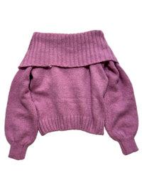 HYFVE- Purple Knit Off Shoulder Chunky Sweater