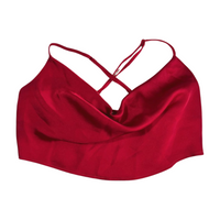 Red Satin Cropped Tank