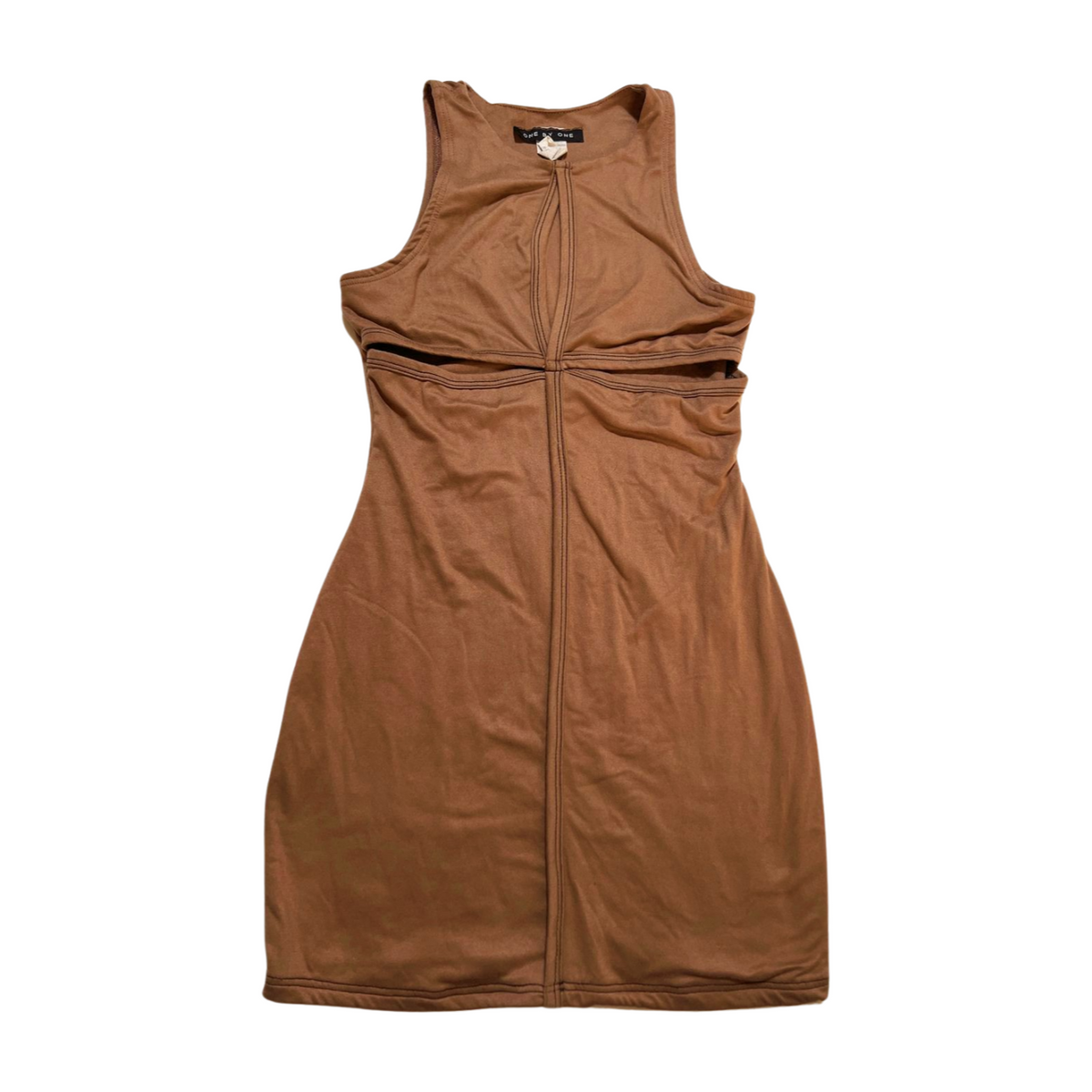 One By One- Brown Cut Out Mini Dress