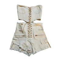 Meek- White Denim Short Set