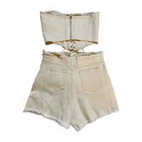 Meek- White Denim Short Set