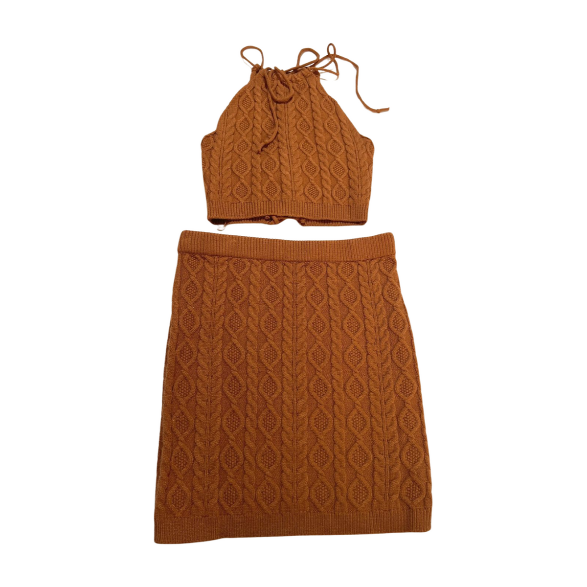 Blanc- Brown Knit Mini Skirt Set