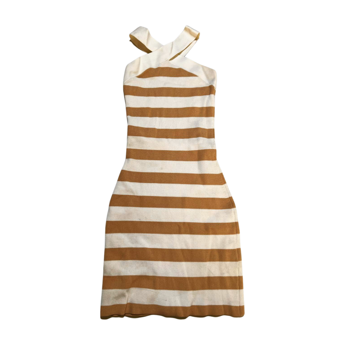 Babaton- Tan Striped Mini Dress