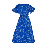 Lulus- Blue Floral Wrap Maxi Dress