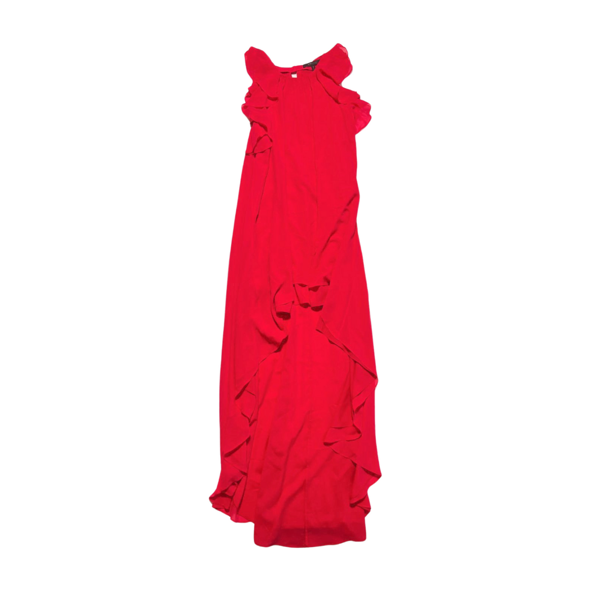 BCBG- Red Ruffle High Low Maxi Dress