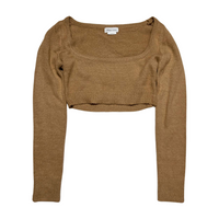 Lovers + Friends- Tan Knit Crop Sweater