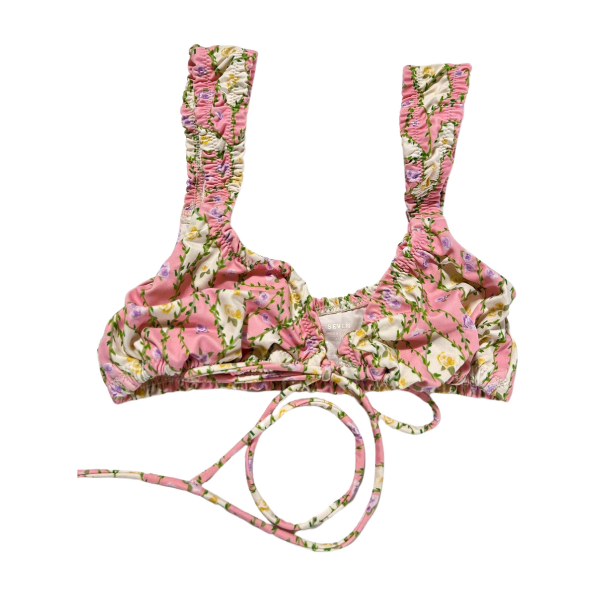 437- Pink Rose Bikini Top
