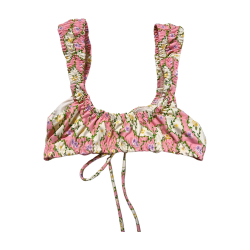 437- Pink Rose Bikini Top