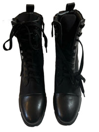 Prada- Black Heeled Combat Boots (Dupe)