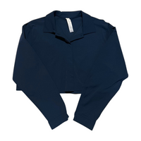 Alo- Blue Cropped Button Up