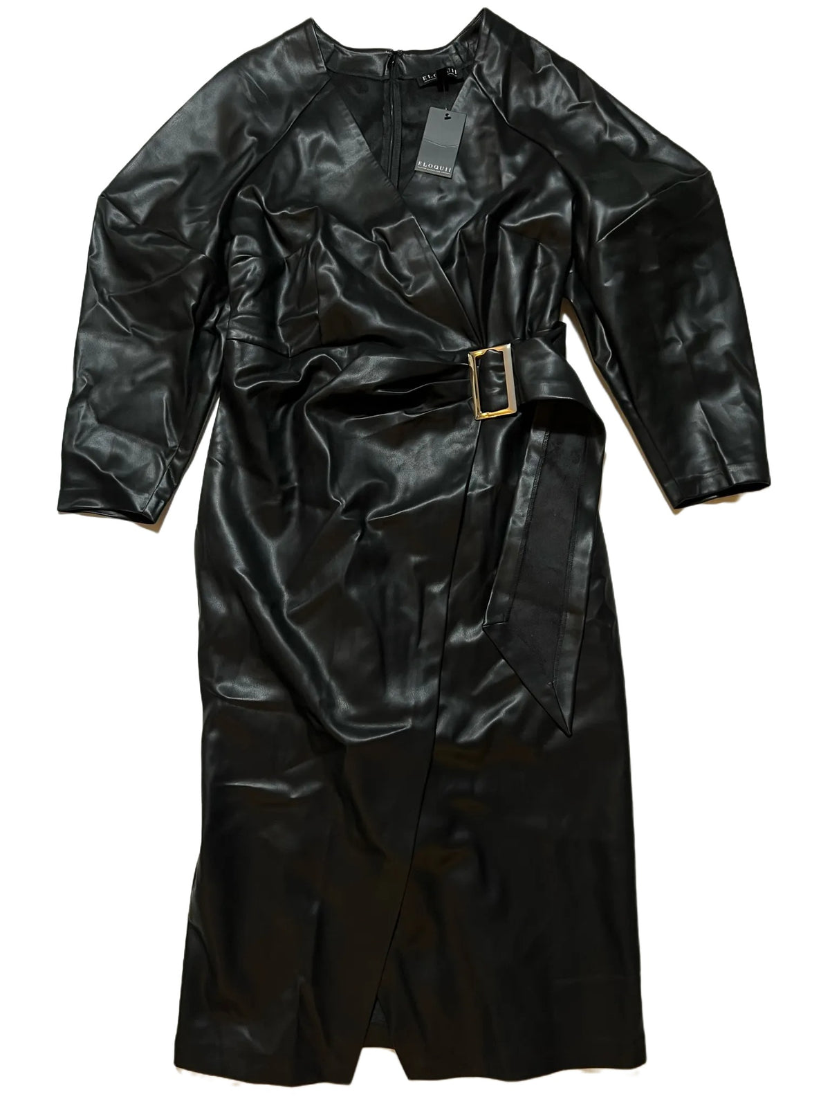 Leather Dress Eloquii Black Dress Faux Leather Elastic Waist Blazer Dress ELOQUII Leather Dress Eloquii Black Dress Faux Leather Elastic Waist Blazer Dress ELOQUII