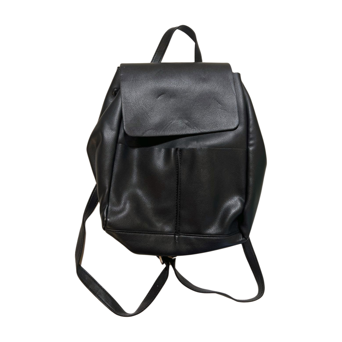 Black Pleather Backpack