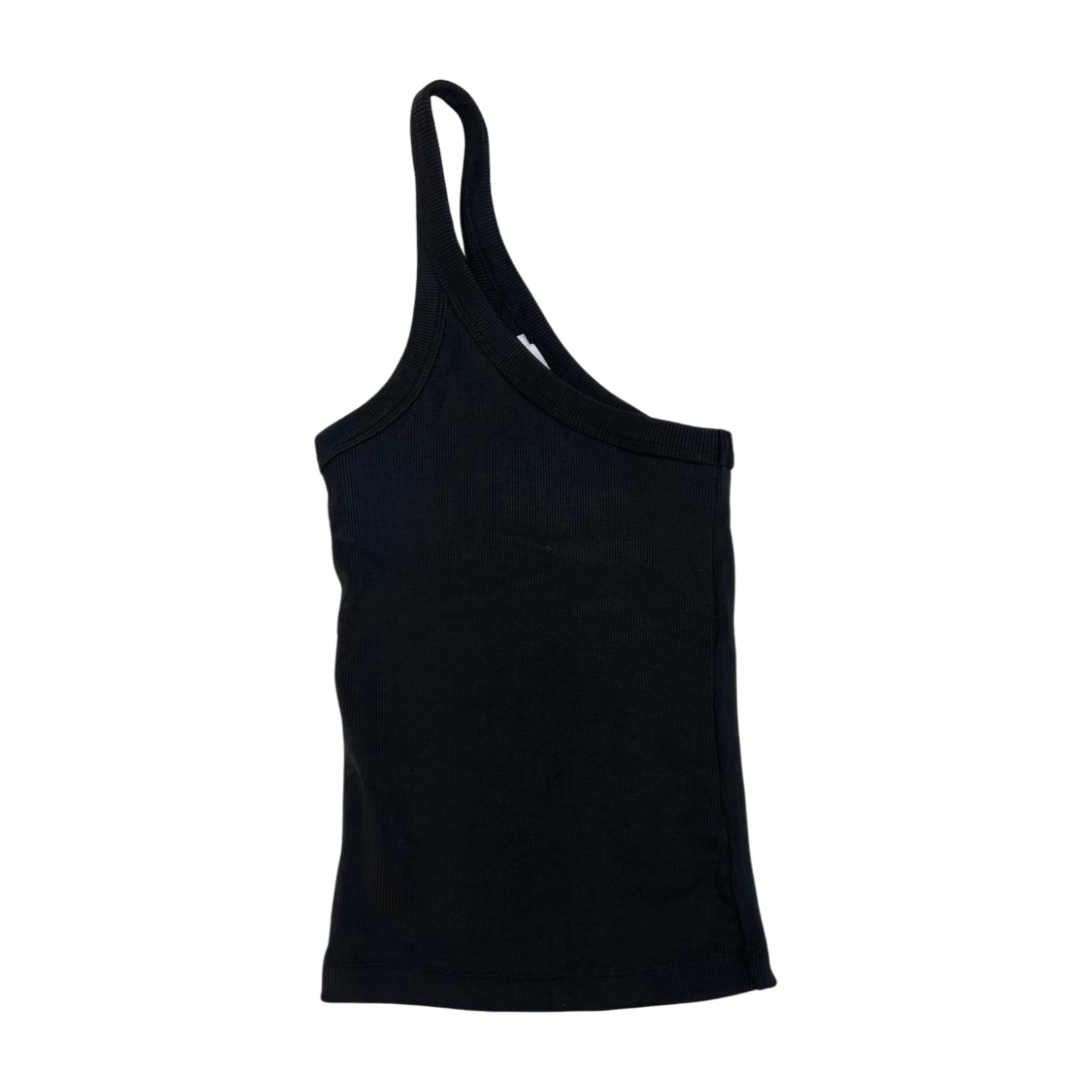 Anine Bing Black Ribbed One Shoulder Tank Top DETOURE