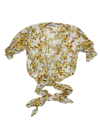 Faithful The Brand- Yellow Floral Shirt with Wrap Tie Front