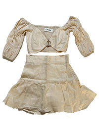 Claude- Tan Linen Mini Skirt Set