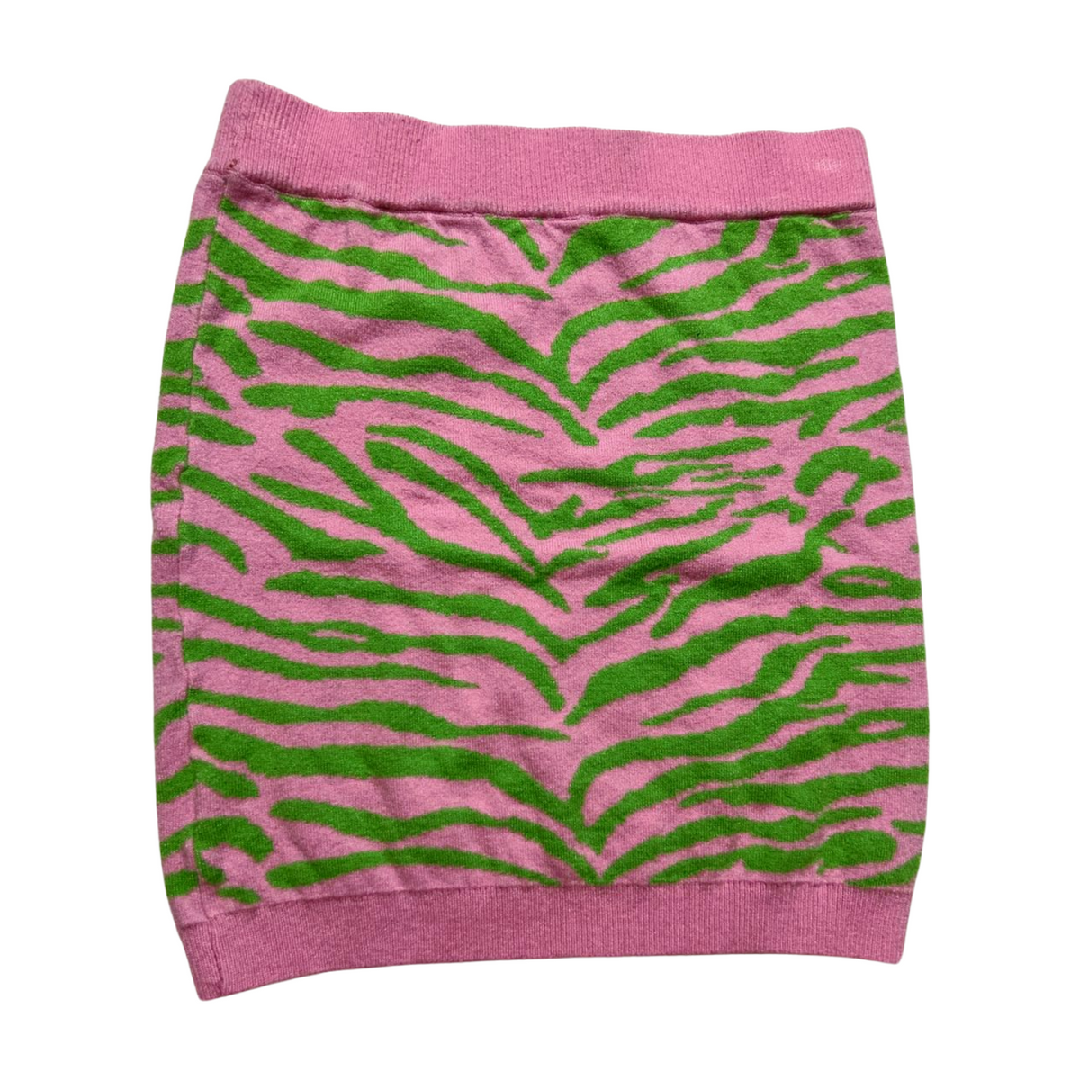 Beige Botany- Pink and Green Zebra Mini Skirt