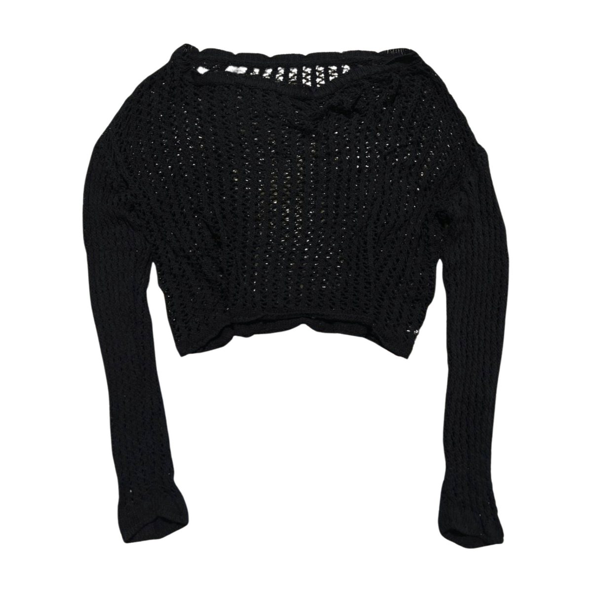 Black Crochet Long Sleeve Sweater