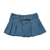 Social Collision- Denim Pleated Mini Skirt