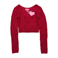 Sugar Thrillz- Pink Heart Jewel Sweater
