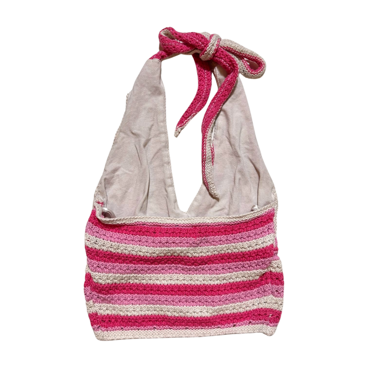 Hollister- Pink Crochet Halter Top