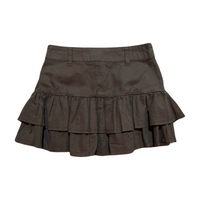 Social Collision- Gray Denim Pleated Mini Skirt