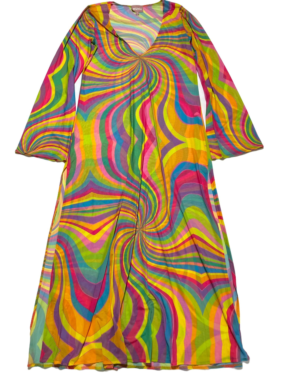 Show Me Your MUMU- Multicolor Long Sleeve Mesh Maxi Dress