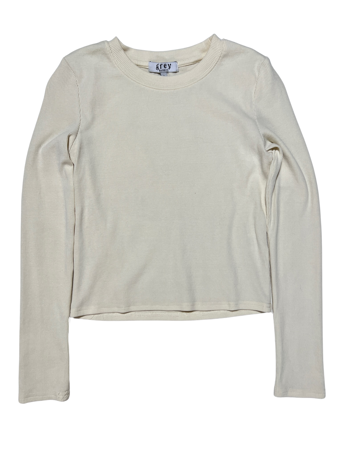 Grey Bandit- Cream Ribbed Long Sleeve