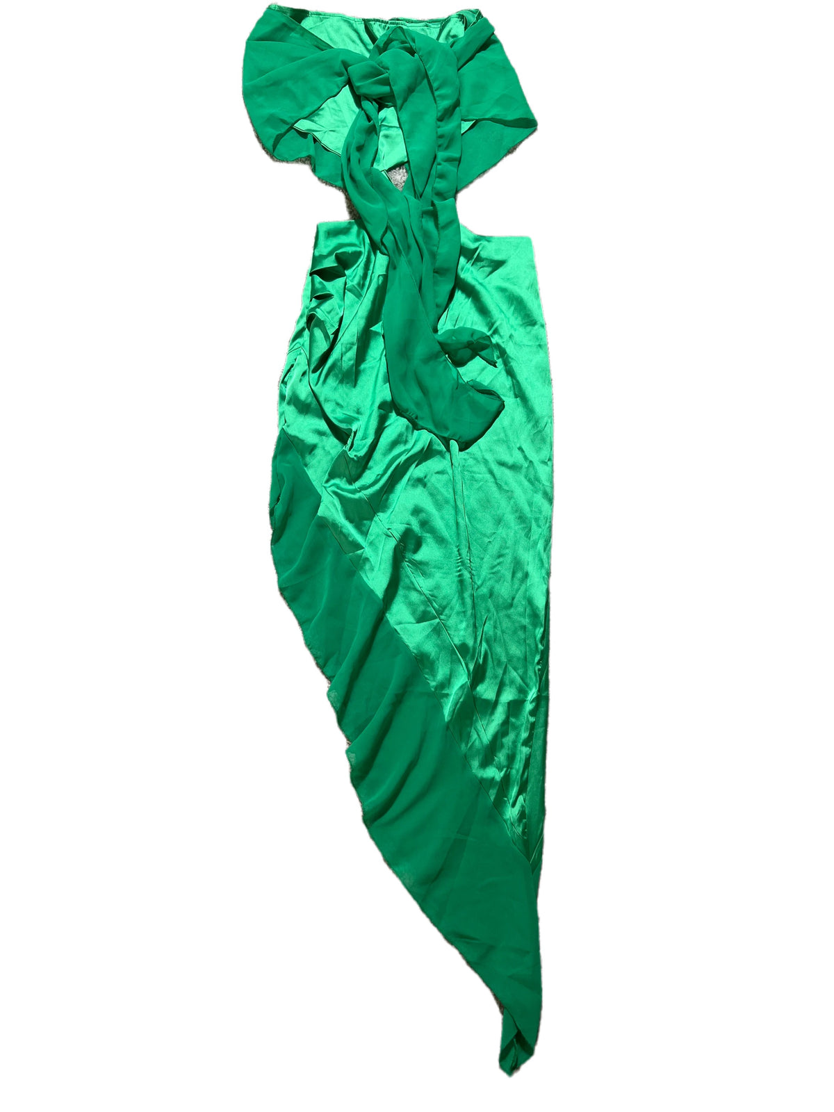 Green Silk High Low Skirt Set