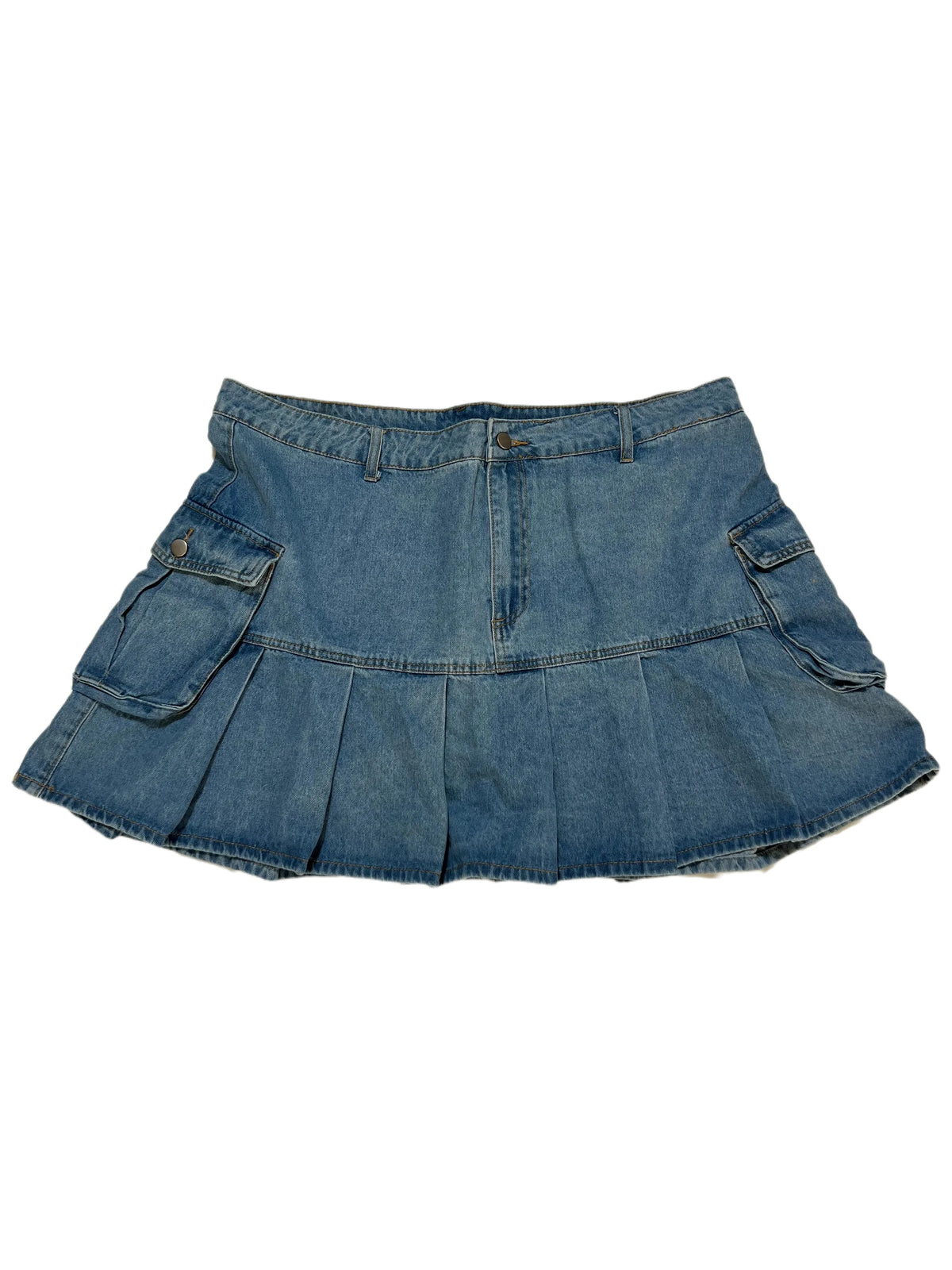 Shein- Denim Pleated Mini Skirt
