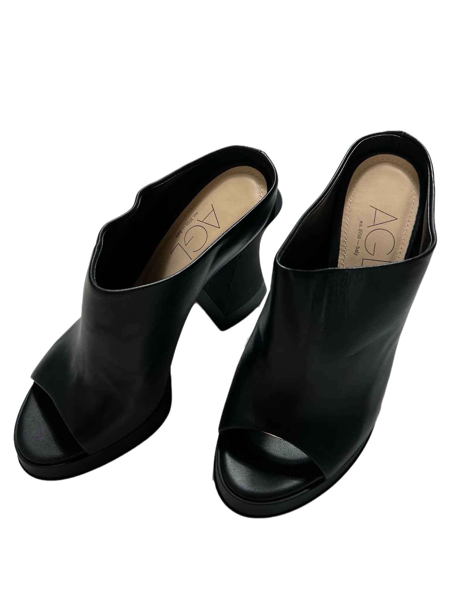 AGL Black Open Toe Heels