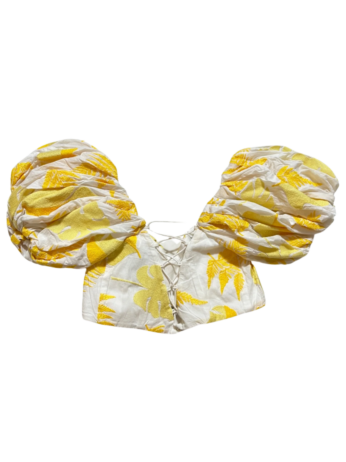 Acler- Yellow "Bastia" Floral Puff Sleeve Top