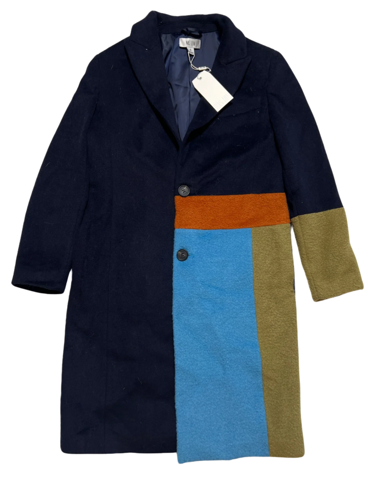 Was Him- Navy "The Chequer" Trench Coat NEW WITH TAGS!