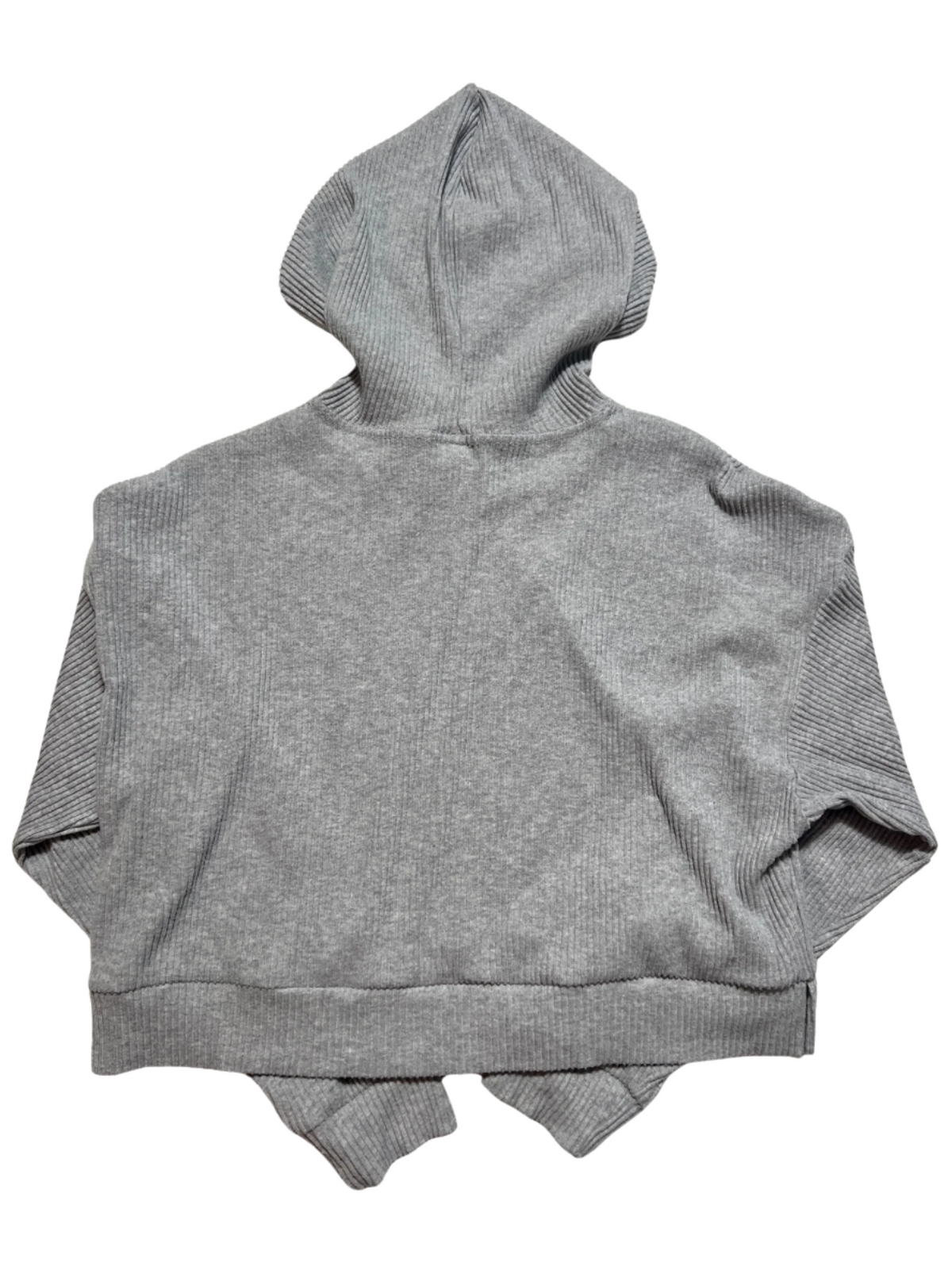 Alo- Gray "Muse" Ribbed Cropped Hoodie