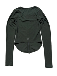 ALO- Green Ribbed Long Sleeve Zip Up