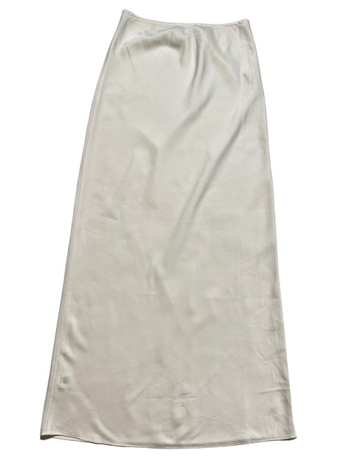437- Cream Rose Satin Midi Skirt