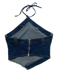 Superdown- Denim "Dannie" Halter Crop Top