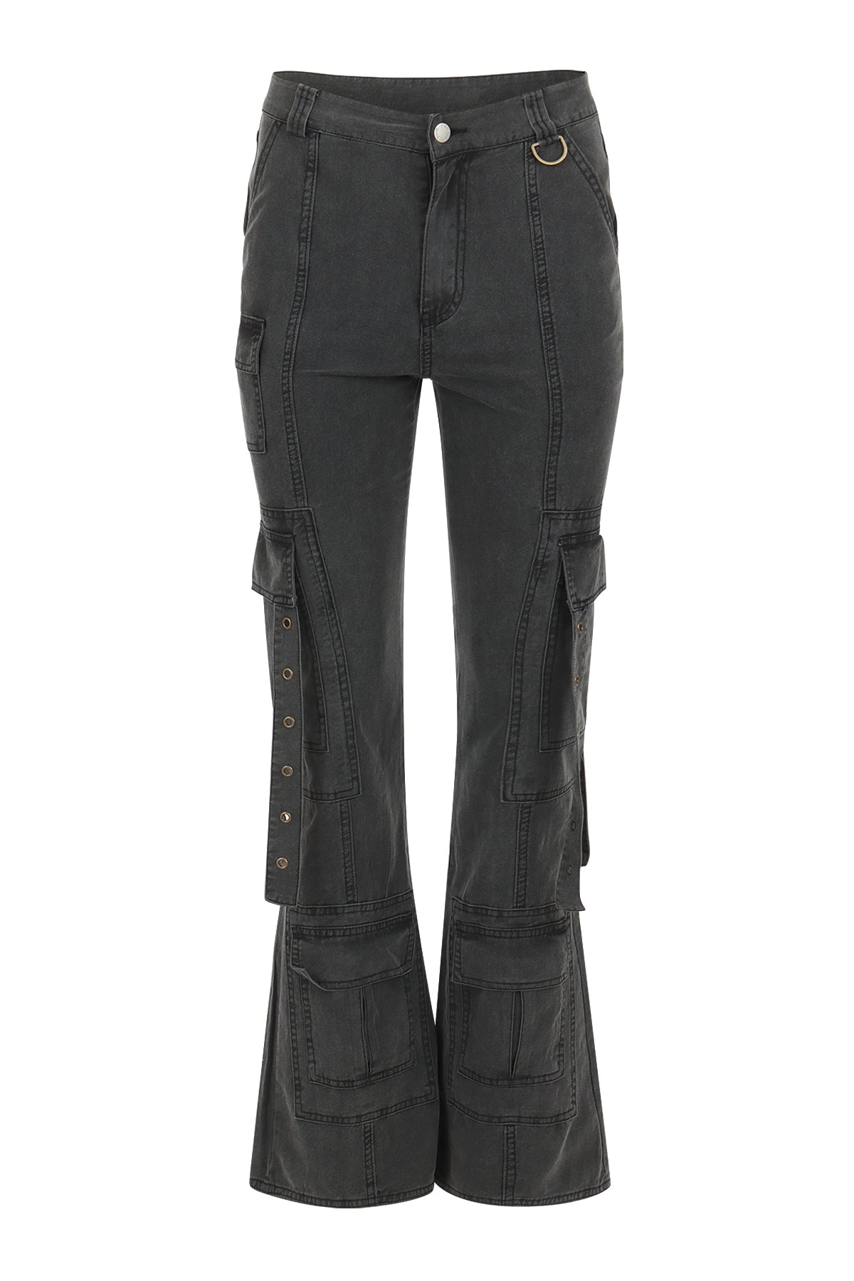 Avril Grey Utility Cargo Flare Pants - FINAL SALE