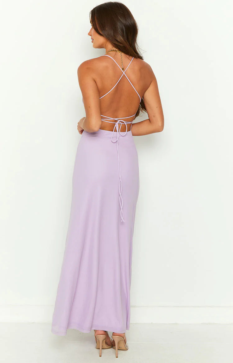 Beginning Boutique - Lilac "Masie" Mesh Maxi Dress - NEW WITH TAGS FINAL SALE