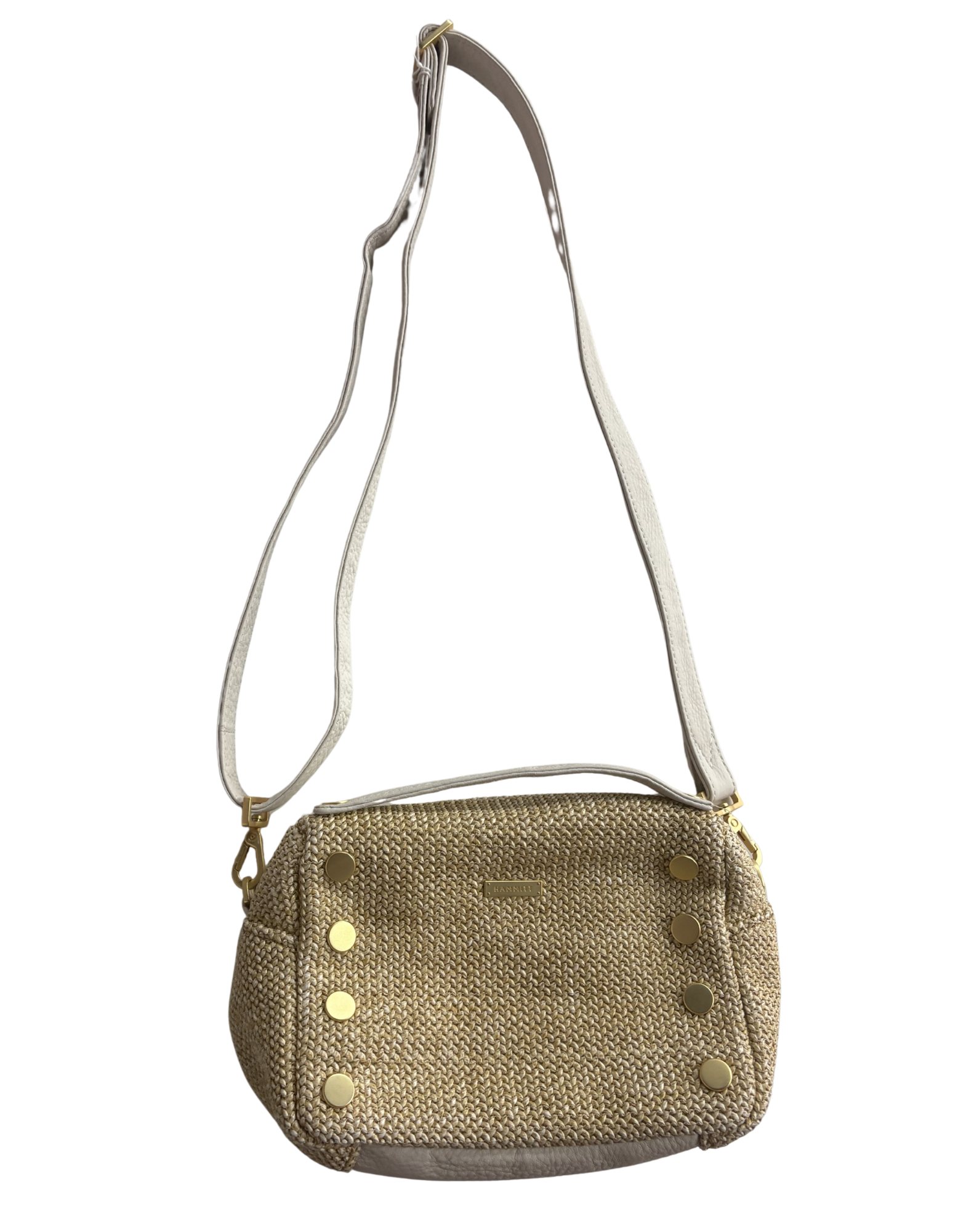 Hammitt - Cross Body Lily White Raffia/Brushed Gold Bag (Like-New)