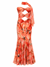 Peppermayo - Melrose Satin Chiffon Maxi Dress - Sunset Floral - XXS (New With Tags)