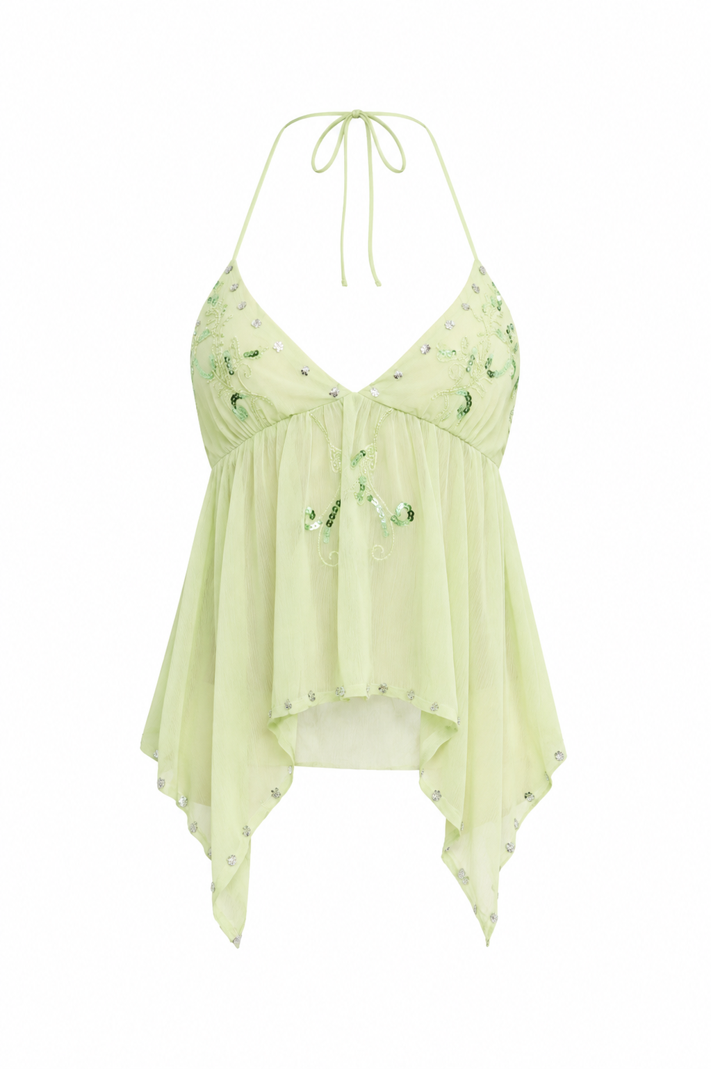 Princess Polly - Asymmetrical Beaded Top Green - XS (New With Tags)
