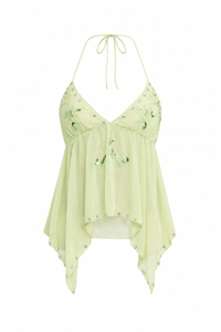 Princess Polly - Asymmetrical Beaded Top Green - XS (New With Tags)