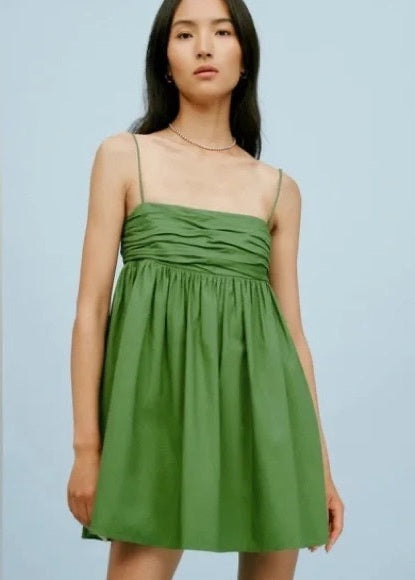 Reformation Catarina Babydoll Mini Dress - Green - Size 6 (Like New)