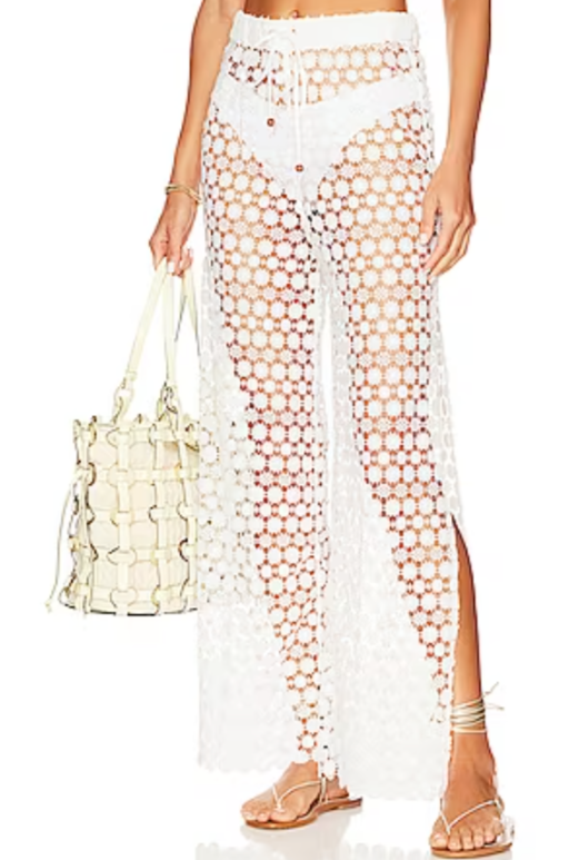 White Floral Crochet Pants - NEW WITH TAGS