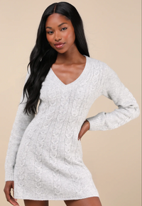 Lulus - Gray Sweater Dress - V Neck Mini Dress - New With Tags