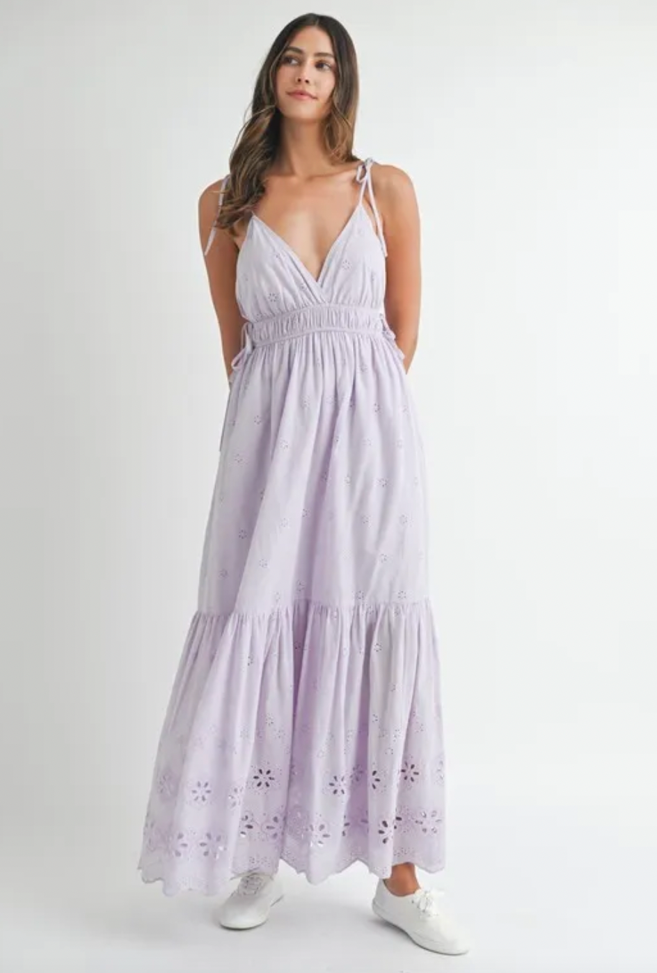 Mable - Purple Eyelet Maxi Dress