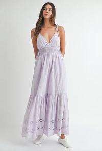 Mable - Purple Eyelet Maxi Dress