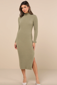 Lulus - Green Maxi Sweater Dress